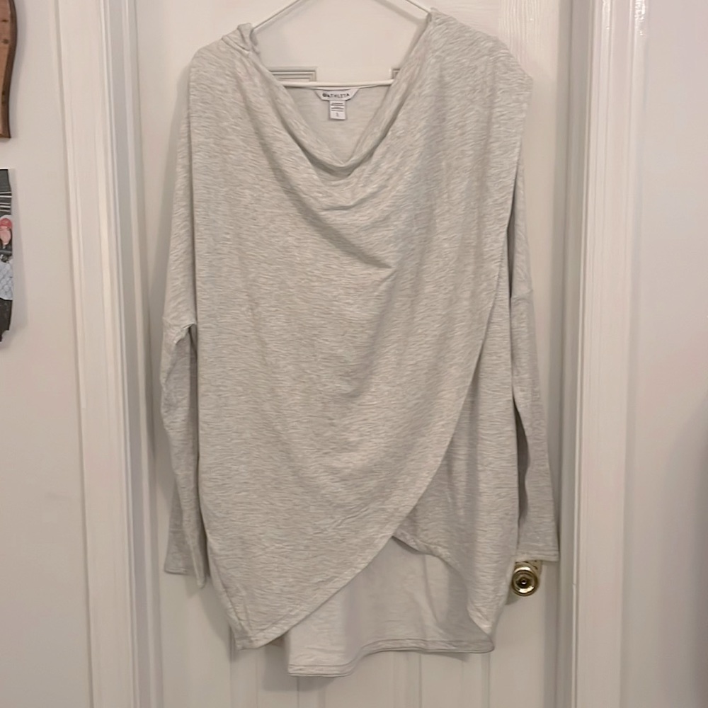 Athleta NWT large purana wrap sweatshirt Heather gray